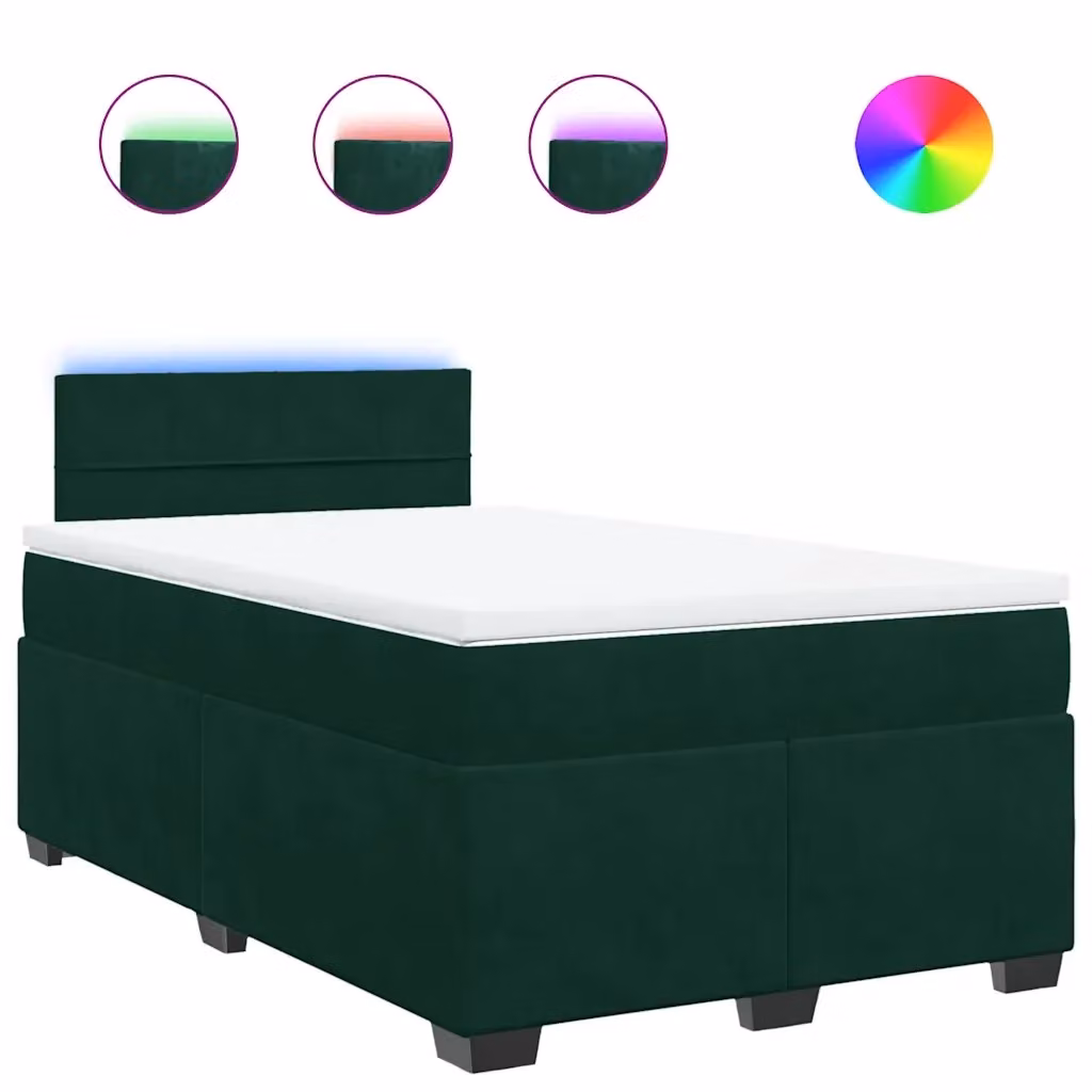vidaXL Giroletto a Molle con Materasso Ibrido in Velluto Verde Scuro L/P/H: 120 x 200 cm – 3
