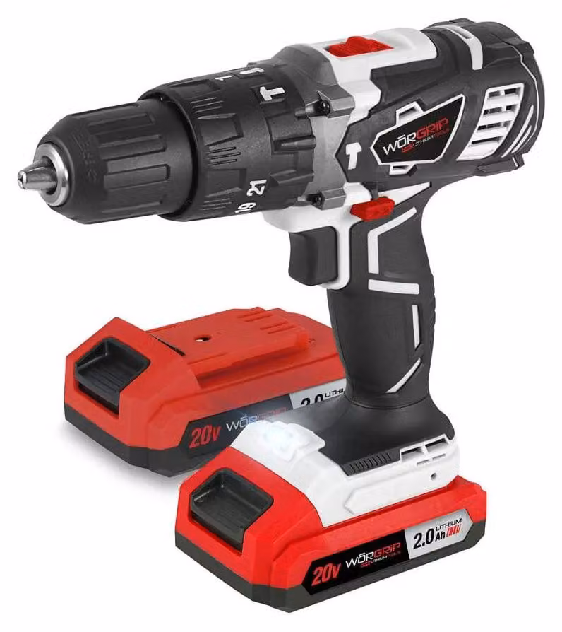 Trapano a percussione Worgrip 2 batterie 2.0ah 20v Argento Taglia unica / Spina UE 220V Argento Taglia unica