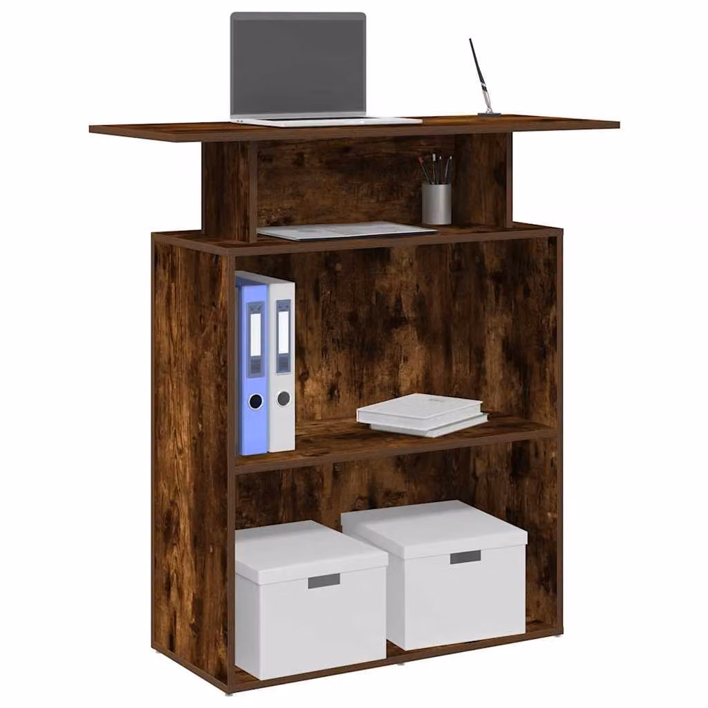 vidaXL Banco Reception in Legno Multistrato Rovere Fumo, L 100 x P 40 x H 104 cm