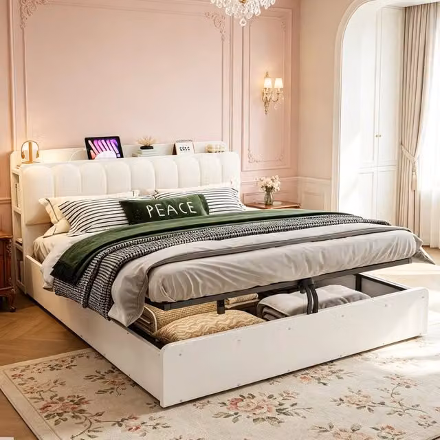 letto in legno bianco 180 x 200 cm