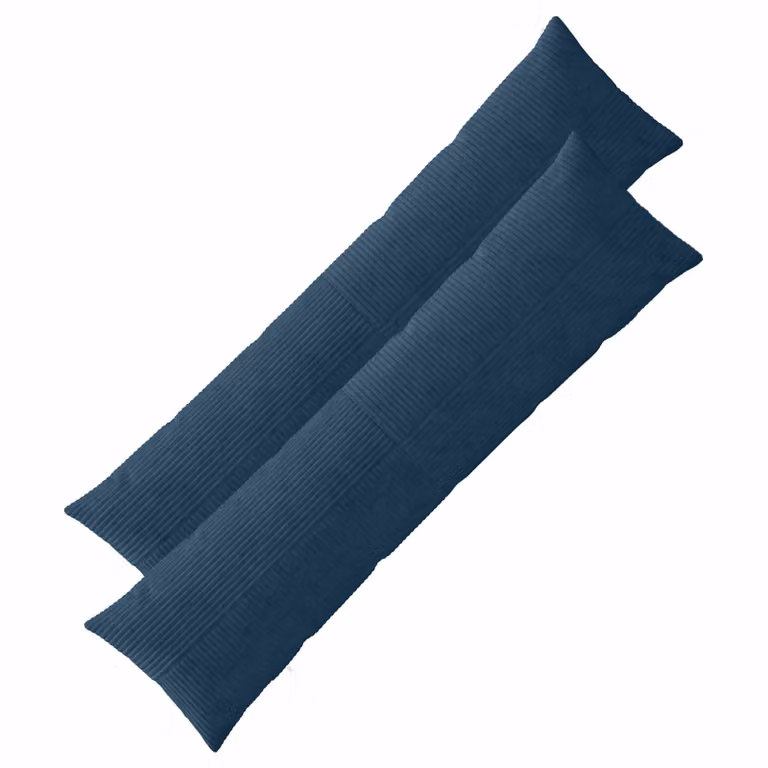 Set di 2 federe vidaXL ALMELO in velluto a coste blu navy, L 145 cm x L 40 cm