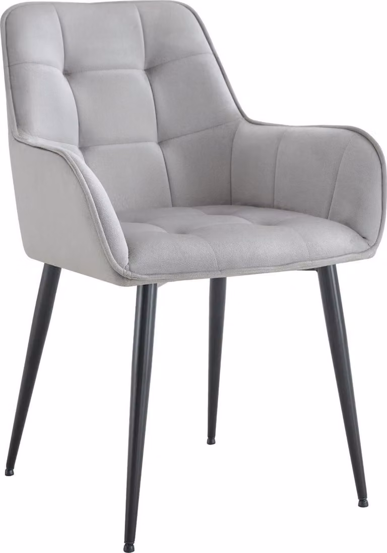 Sedia da pranzo - Lean Chair - Comfort laccato - Rivestimento in velluto, robusta struttura in metallo | Colore: grigio chiaro