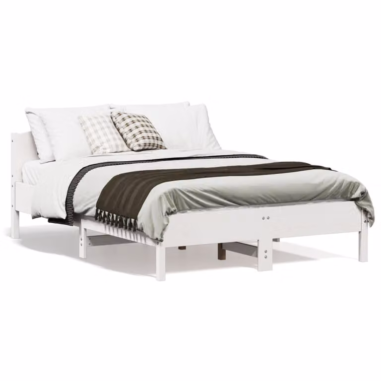Letto senza materasso vidaXL in legno massello di pino bianco con doghe piatte fisse L/P/H: 200 x 120 x 74,5 cm