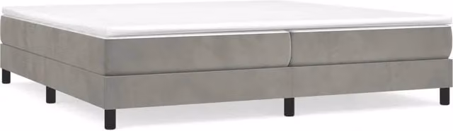 Letto matrimoniale moderno rivestito in velluto grigio con struttura a rete e doghe in legno L: 200 cm, P: 200 cm, H: 25 cm – 1