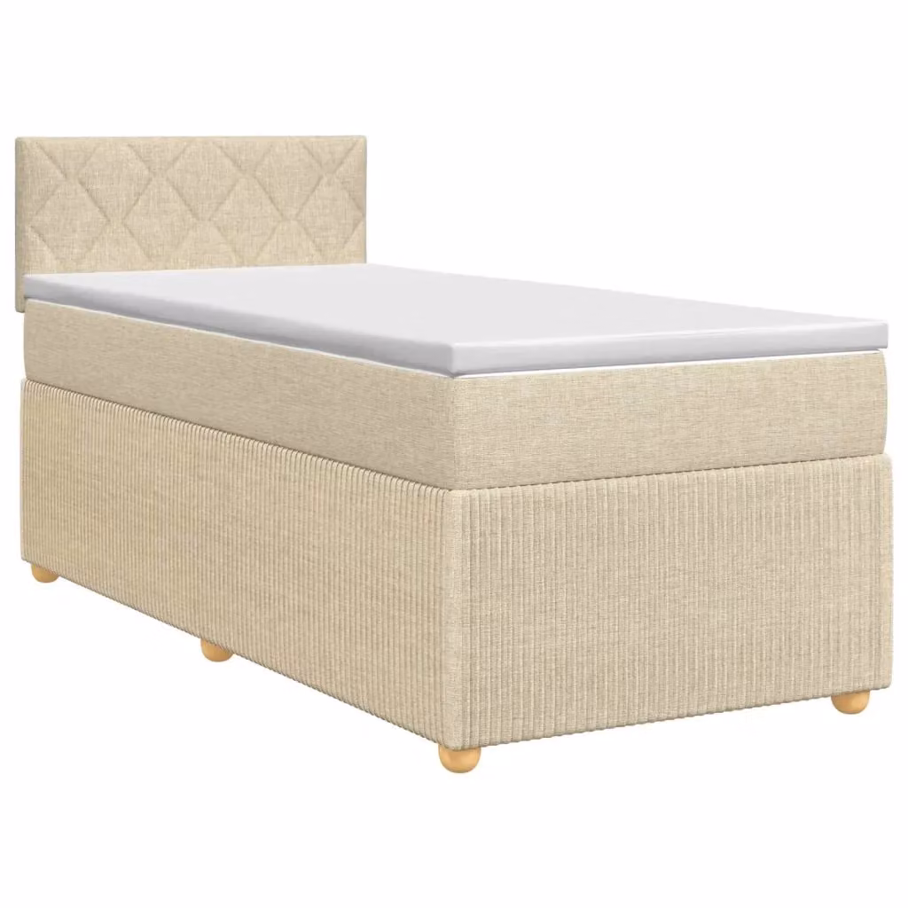Letto box spring con materasso ibrido vidaXL in tessuto beige e bianco L/P: 100 x 200 cm – 2