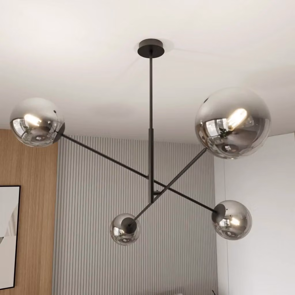Lampadario a sospensione Emibig Linear in vetro e metallo nero e cromo, 4xE14, L: 102 cm – 2