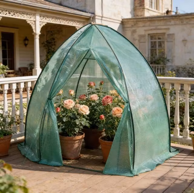 Serra a Teepee in PE da Giardino 240x200x240 cm con Struttura Conica in Acciaio Verde