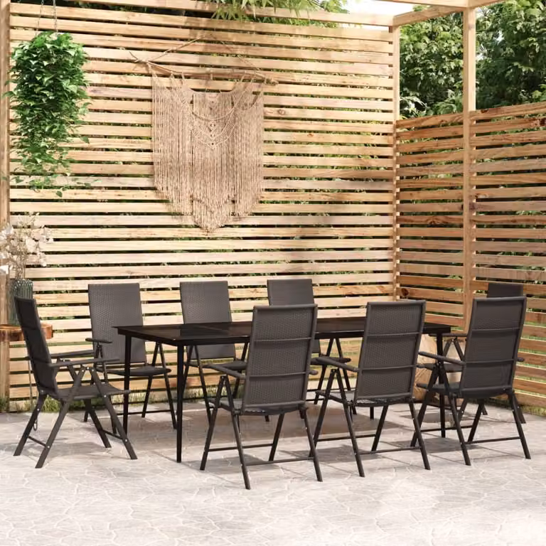 Maison Exclusive - Set da pranzo da giardino 9 pezzi nero