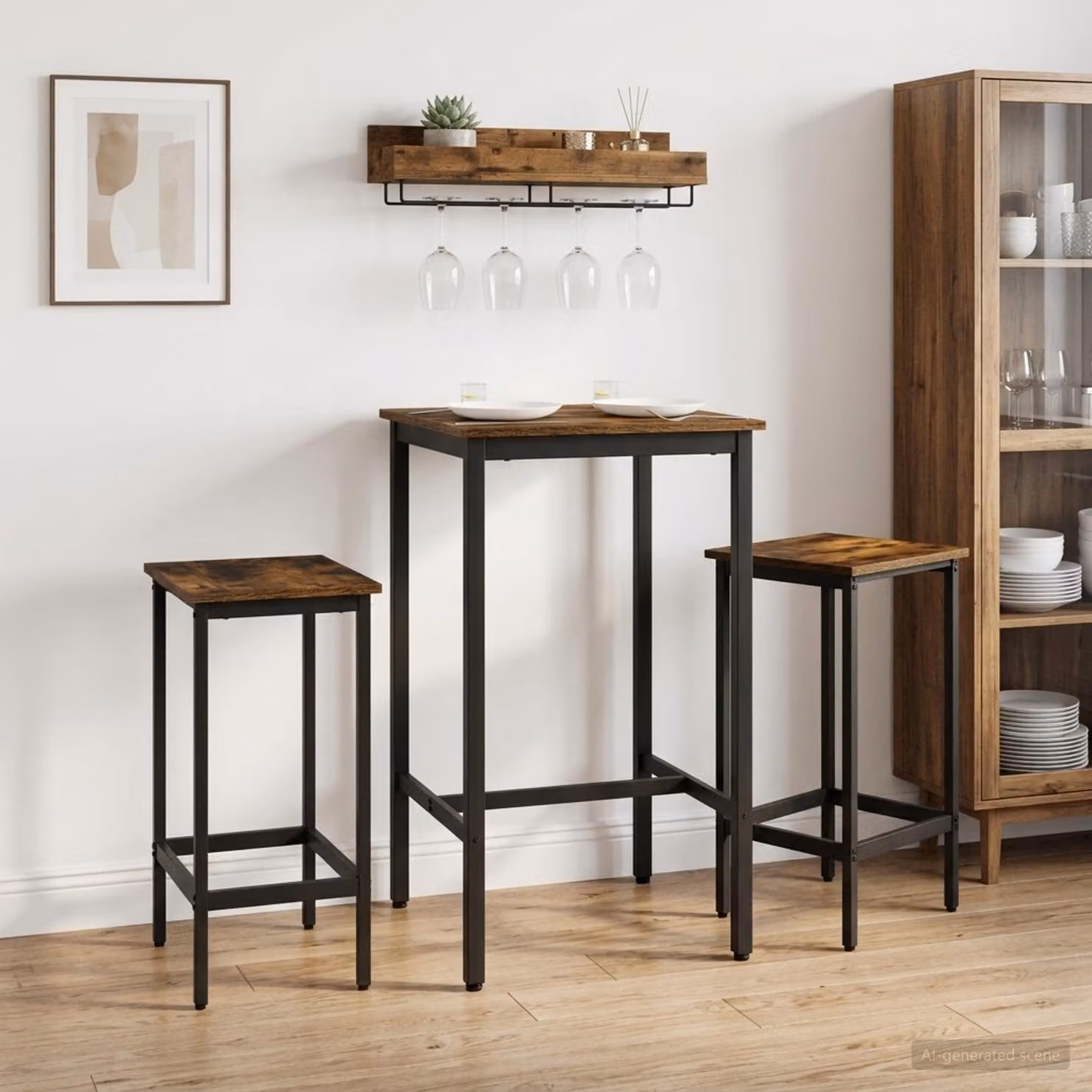 Set di 2 sgabelli da bar moderni vidaXL in legno e metallo, colore rovere fumo, L 40 x P 32 x H 74 cm