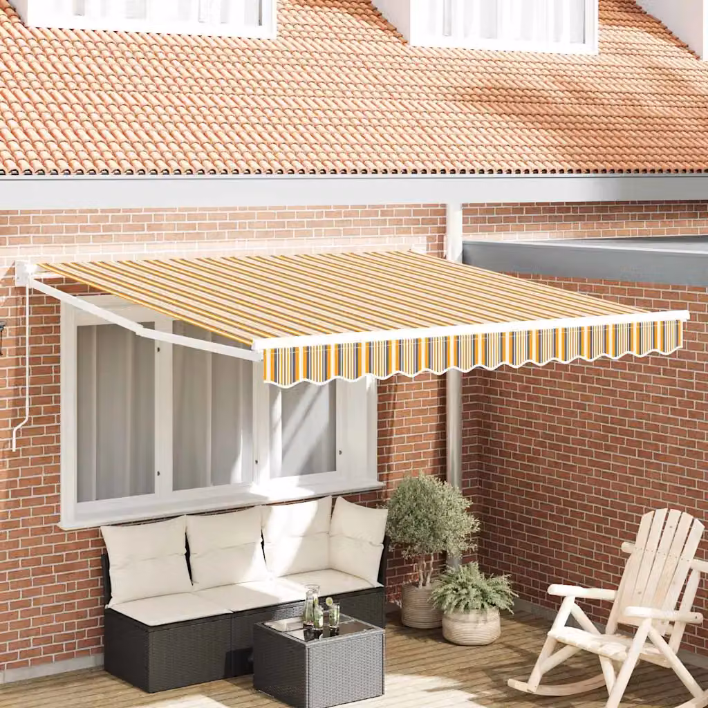 vidaXL Tenda retrattile multicolore in poliestere con struttura in alluminio e acciaio, L: 300 cm, P: 250 cm, H: 165 cm