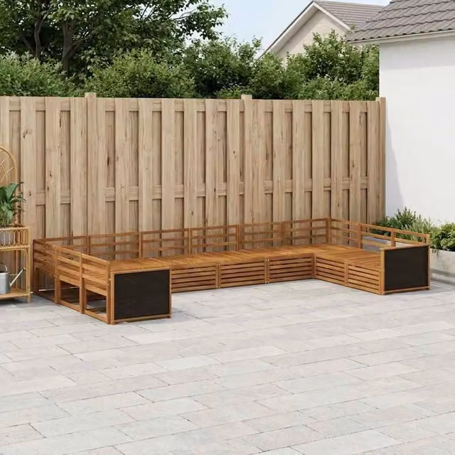 Set di divani da giardino vidaXL in legno di acacia massello marrone con cuscini inclusi