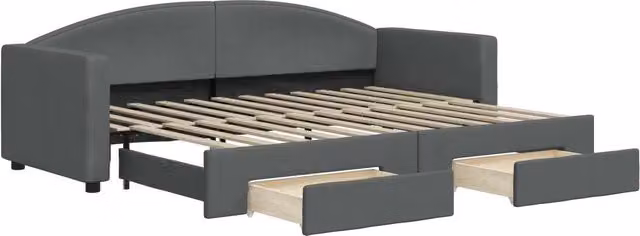 Divano letto | Sof¨¤ letto | Letto singolo Estraibile Cassetti Grigio Scuro 80x200cm Tessuto