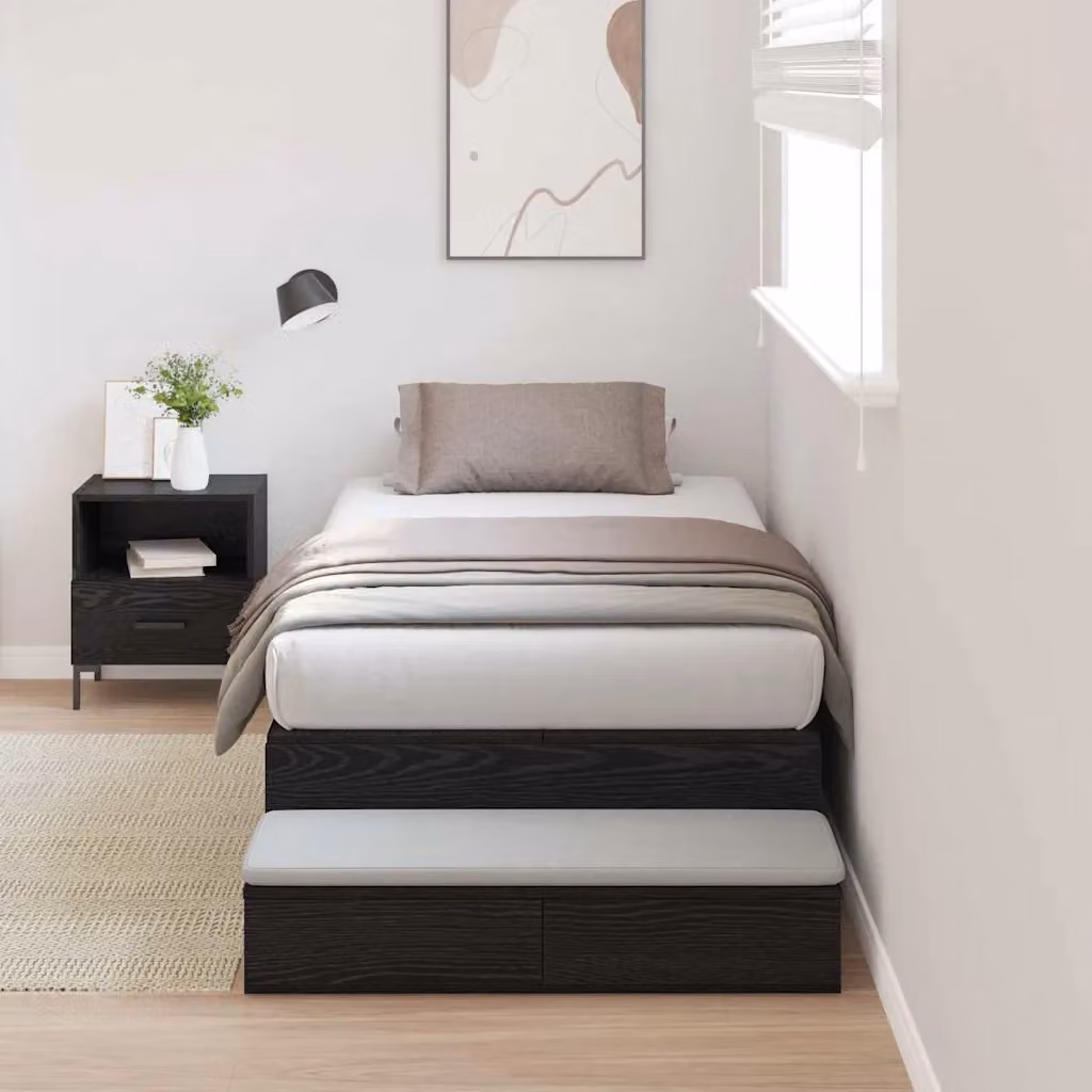 Letto con contenitore e cassetto vidaXL in legno Rovere Nero 100x200 cm