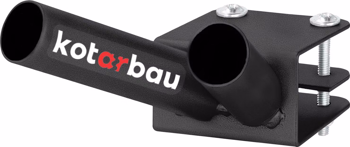 KOTARBAU® Portabandiera a 2 pieghe per asta doppia Montaggio su balaustra 170 mm Verniciato a polvere nero Portabandiera Bandiera a 2 pieghe per asta doppia Verniciato a polvere