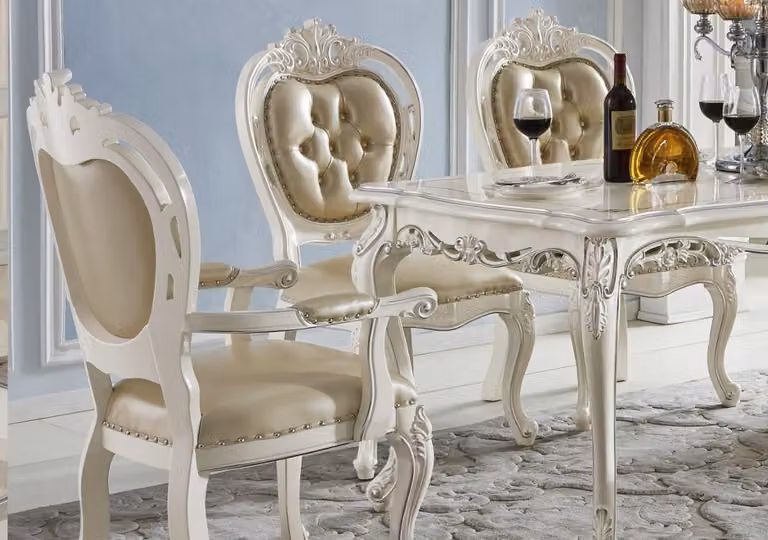 Design Polster Stuhl Sitz Lehn Büro Esszimmer Echtholz Stuhl mit Armlehne Barock