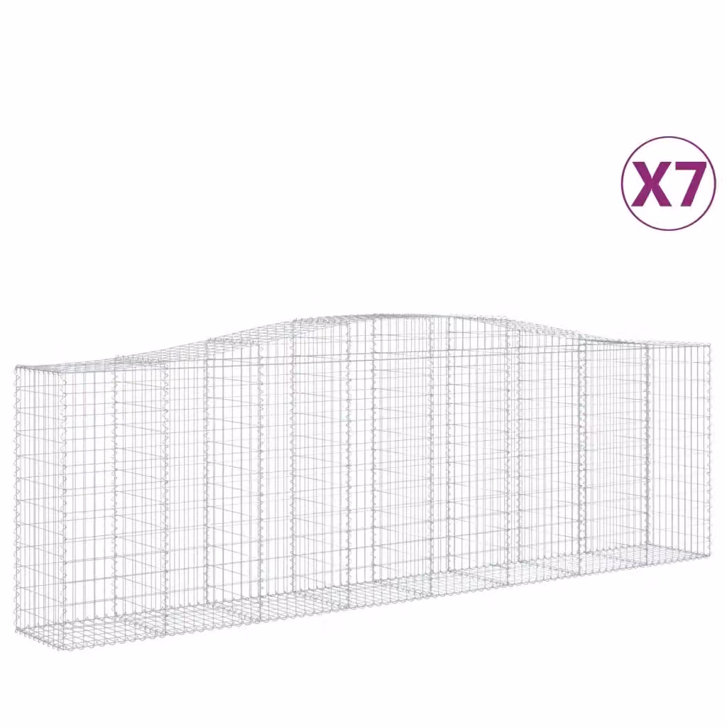 Set di 7 Cesti Gabbioni ad Arco Videx in Acciaio Zincato Colore Argento L: 400 cm, P: 50 cm, H: 120/140 cm – 2