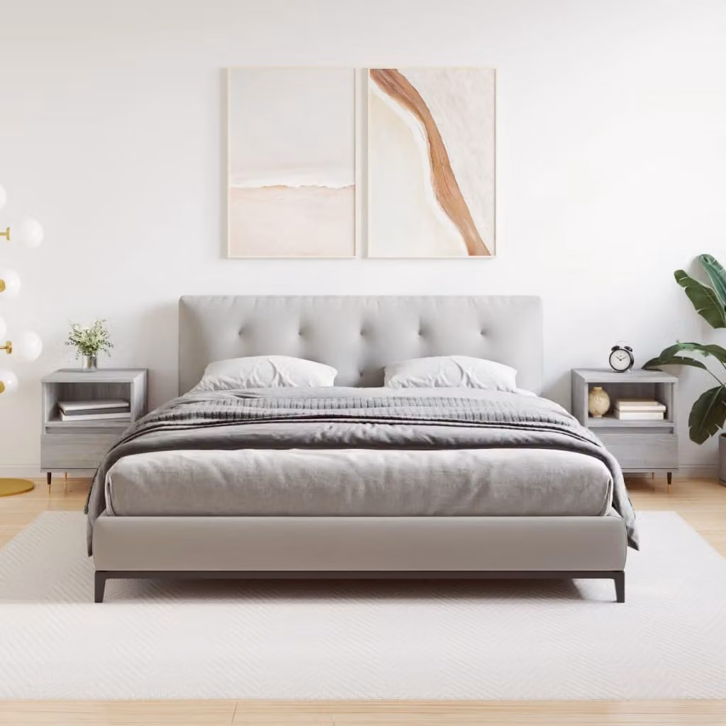 Set di 2 comodini sospesi vidaXL in legno e metallo, colore grigio, L 40 cm x P 35 cm x H 50 cm