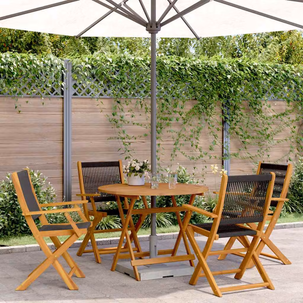 Set da pranzo da giardino vidaXL in legno di acacia oliato e polipropilene, 5 pezzi, Nero e Marrone