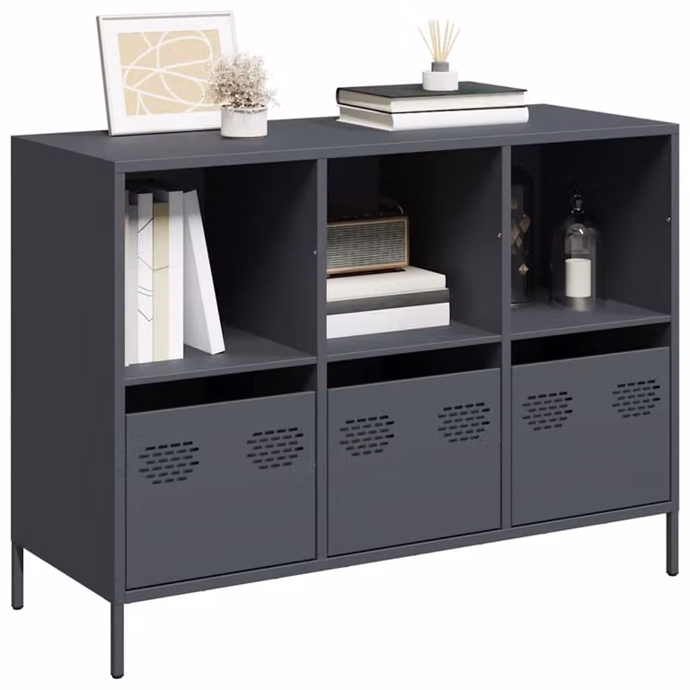 Credenza vidaXL in acciaio antracite opaco L: 101,5 cm, P: 39 cm, H: 73,5 cm