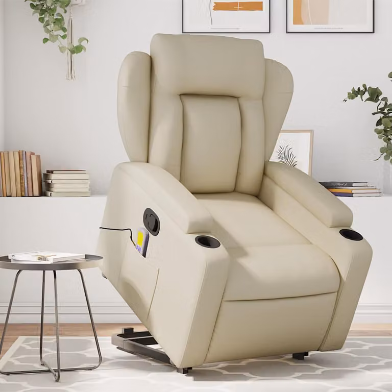 Poltrona Alzapersona Reclinabile con Assistenza Elettrica vidaXL in Similpelle Beige
