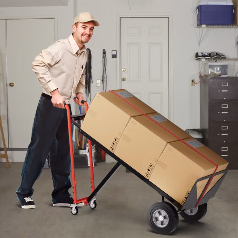 Carrello a mano convertibile 3-in-1 pieghevole Costway con 4 ruote in gomma, portata 450 kg, Nero e rosso