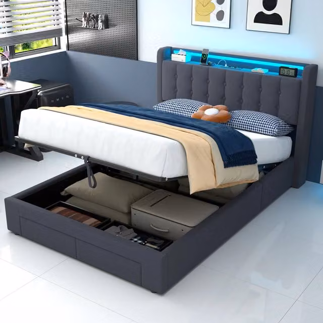 Letto contenitore 140x190 cm, colore grigio