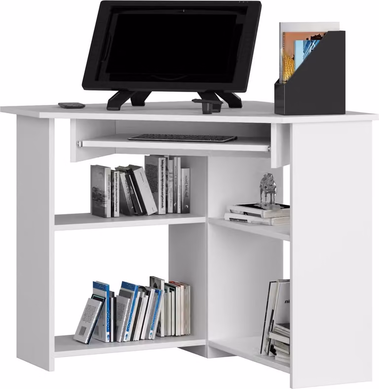 Scrivania Angolare TED PK in Laminato Bianco 80x80 cm Design Elegante e Funzionale