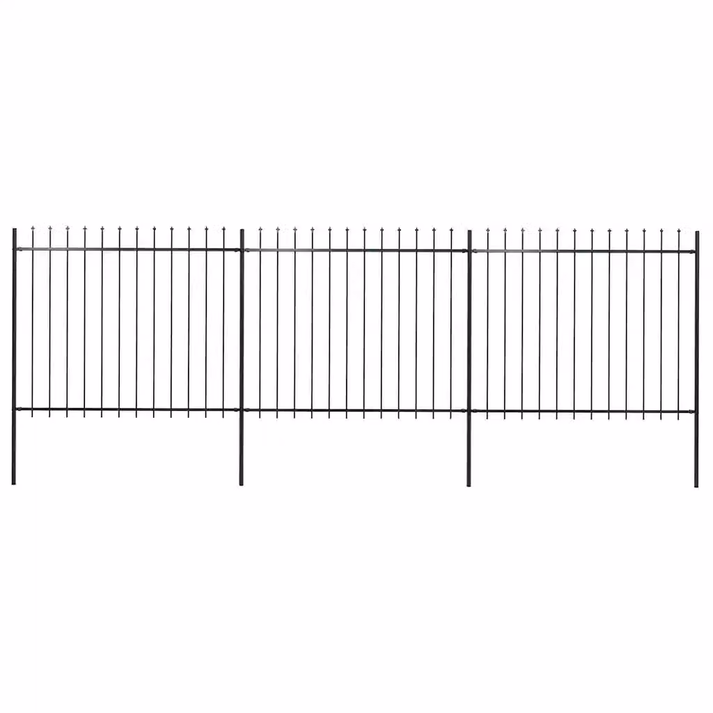 Recinzione da giardino vidaXL in acciaio nero con punta a lancia L: 504 cm, H: 150 cm