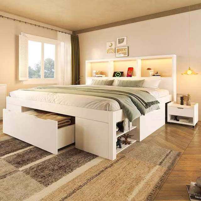 letto in legno bianco 147 x 209 cm
