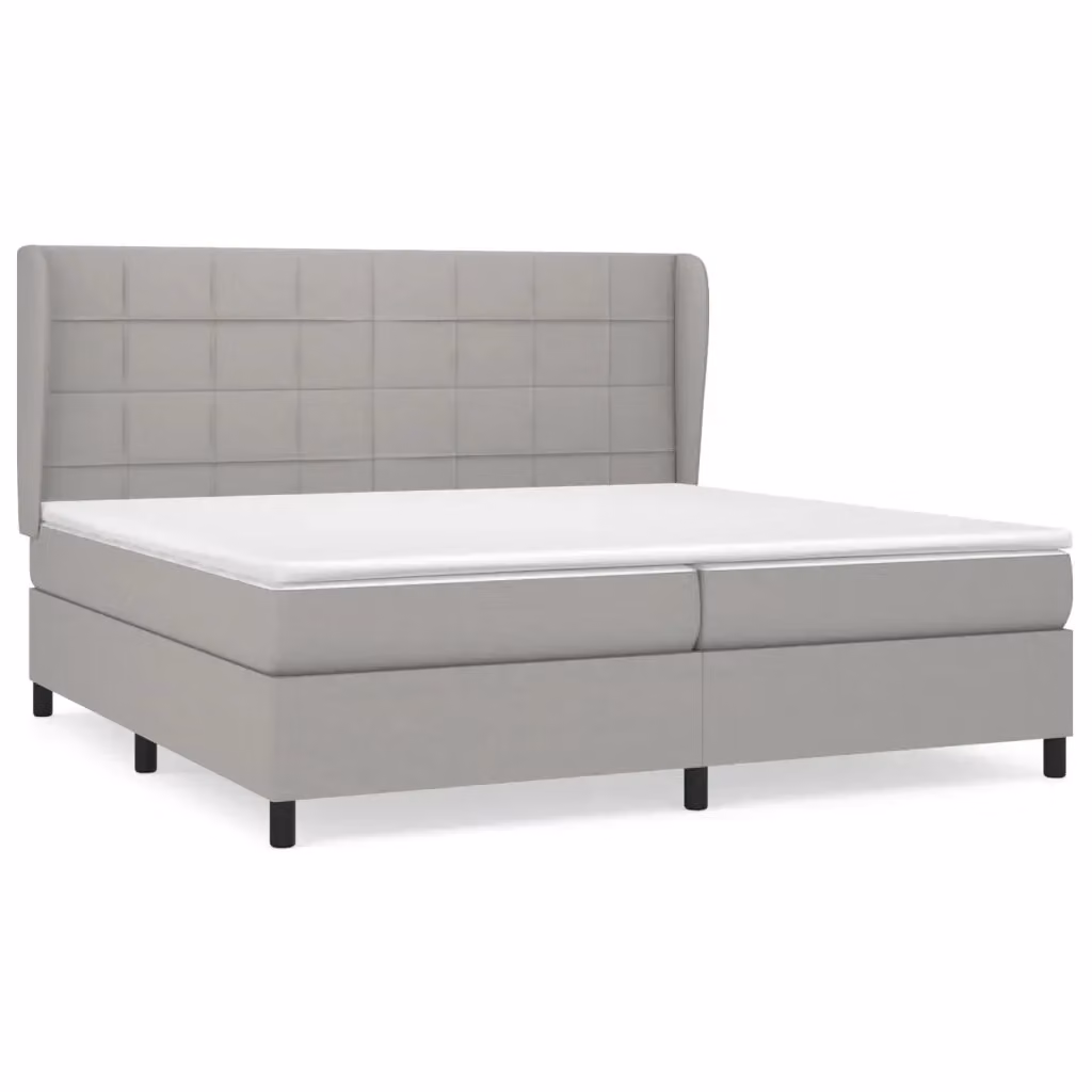vidaXL Giroletto a Molle con Materasso Ibrido in Tessuto Grigio e Bianco L/P/H: 200 x 200 x 25 cm – 2