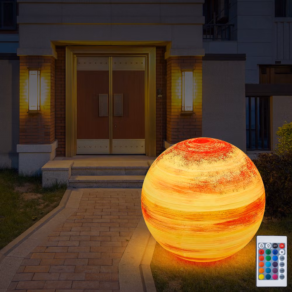 Lampada da giardino a LED, applique esterna a forma di sfera, diametro 40 cm, sfera luminosa con cambio colore, telecomando, RGB, dimmerabile, attacco E27, inclusa lampadina, cavo di alimentazione, grado di protezione IP55 (Mars-40)