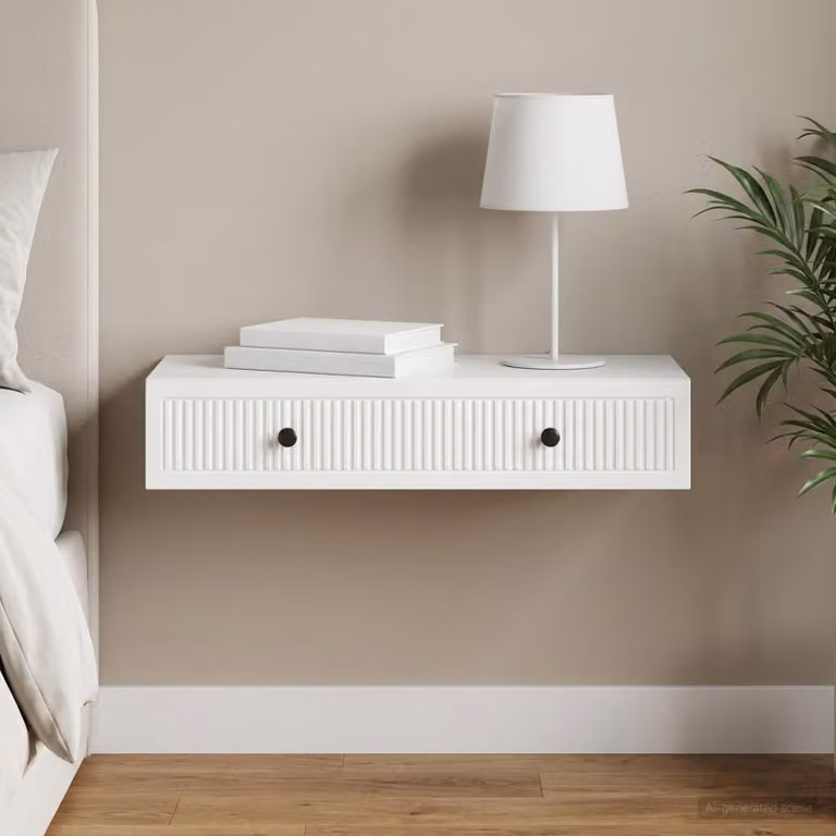 vidaXL Tavolino da Parete Laterale Moderno Bianco L 87,5 x P 34,5 x H 17 cm