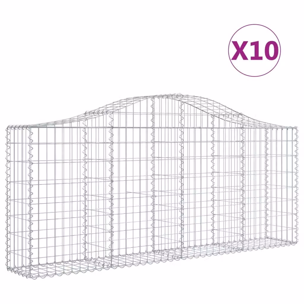 Cesti Gabbioni ad Arco 10 pz 200x30x80/100 cm Ferro Zincato