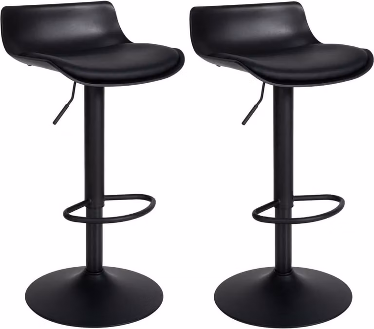 Set di 2 sgabelli da bar regolabili in ecopelle - design comodo e girevole | Colore: Nero
