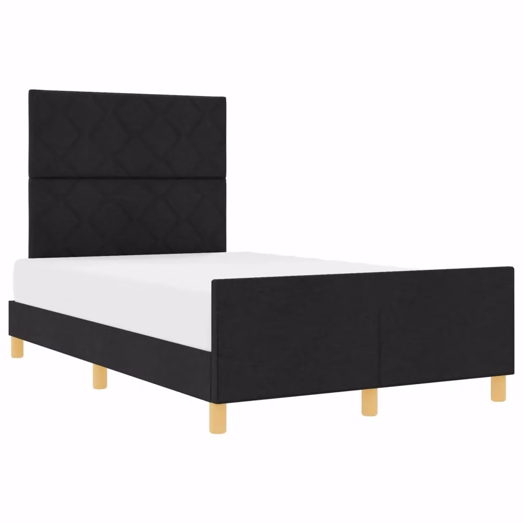 Letto moderno con testiera vidaXL in tessuto nero e legno di pino L/P/H: 200 x 120 x 126 cm – 2