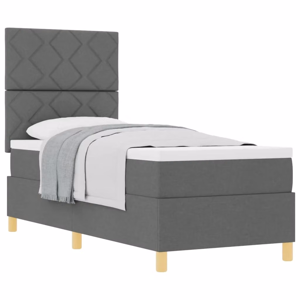 Letto a molle con testiera vidaXL in tessuto grigio con struttura in legno L/P/H: 200 x 80 x 128 cm – 2