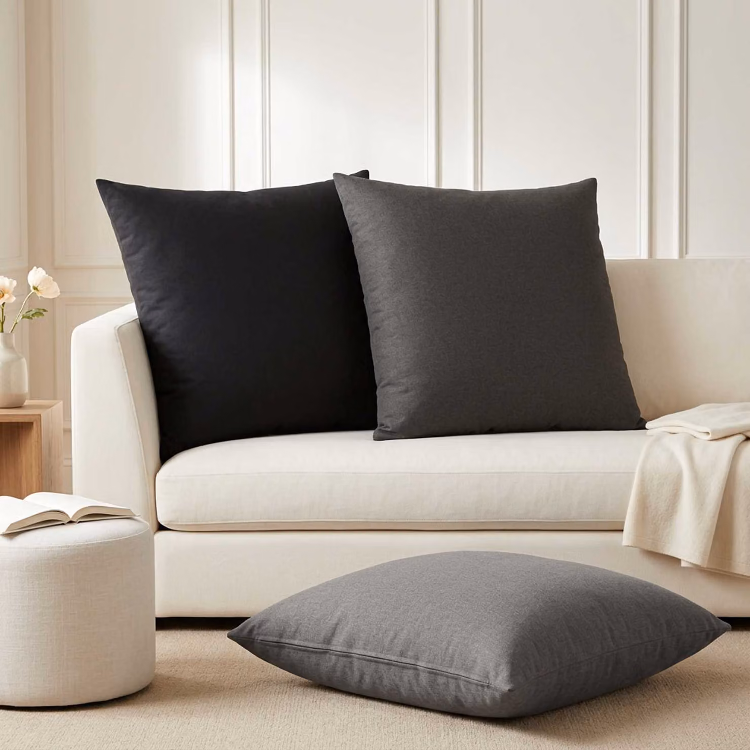 vidaXL Cuscino con cuscino HEERLEN 2 pz Grigio Chiaro Tessuto