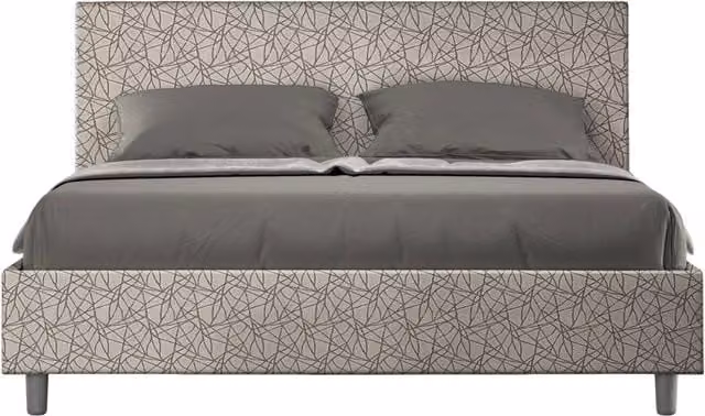 Letto Matrimoniale Era Adele Grigio con Contenitore e Rete con Alzata Imbottito in Tessuto L/P/H: 160 x 210 x 106 cm
