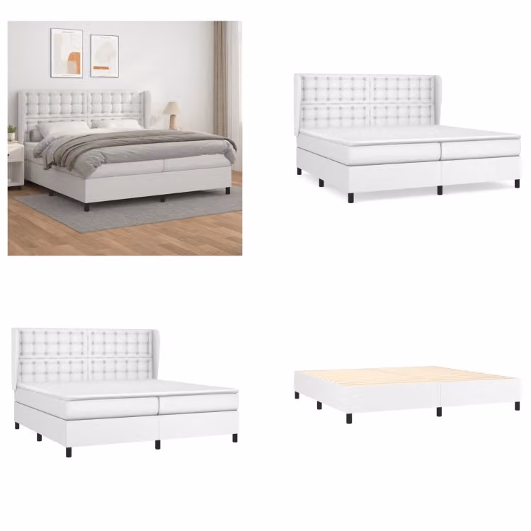 vidaXL Letto a molle con materasso bianco 200x200 cm in Similcuoio - Letto a molle - Boxspringbetten - Bett - Schlafzimmermöbel