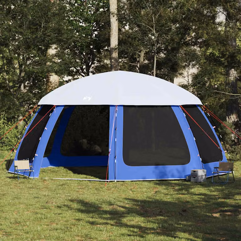 Tenda da piscina a cupola vidaXL blu con pareti in rete e copertura rimovibile L: 612 cm, P: 612 cm, H: 285 cm