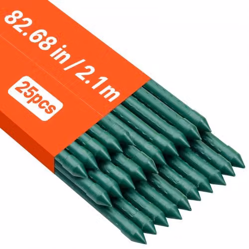 VEVOR Confezione da 25 Picchetti da Giardino Verdi in Plastica per Supporto Piante Rampicanti e Orto, Altezza: 210 cm