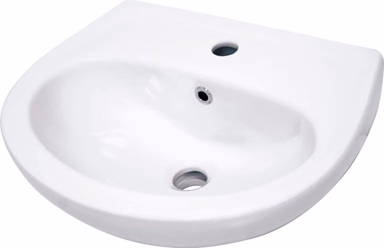 Lavabo a parete in Vetroceramica con spazio per un miscelatore