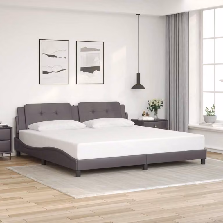 Giroletto senza materasso vidaXL Zadar in similpelle grigio 200x200 cm