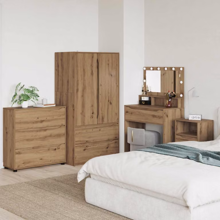 Armadio moderno vidaXL in legno color rovere con ante a battente, L: 80 cm, P: 31 cm, H: 81 cm