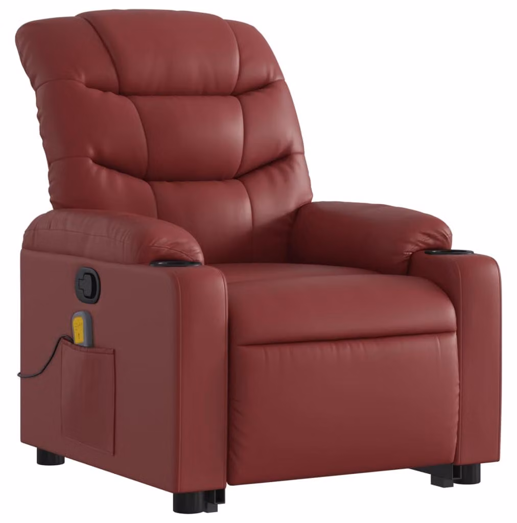 Poltrona rialzabile - Poltrona relax regolabile - Poltrona elettrica con funzione di sollevamento - con funzione di vibrazione - rivestita in ecopelle