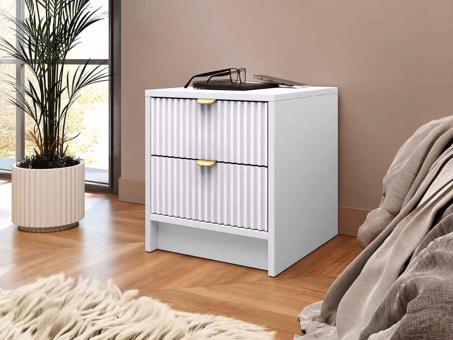 Comodino con cassetti TABORO - bianco