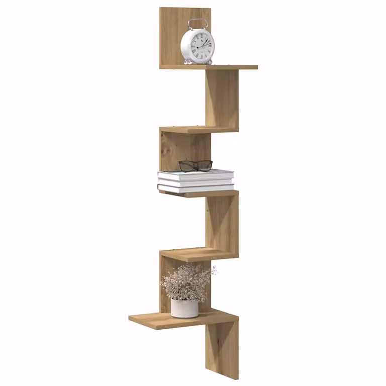 Scaffale Angolare da Parete vidaXL in Legno Rovere Marrone Moderno L/P/H: 32 x 32 x 127,5 cm