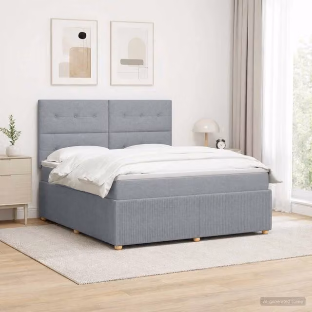 Letto box spring con materasso vidaXL Grigio Chiaro L/P: 140 x 200 cm