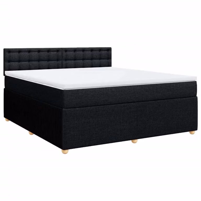 Giroletto a Molle con Materasso Nero 180x200 cm in Tessuto