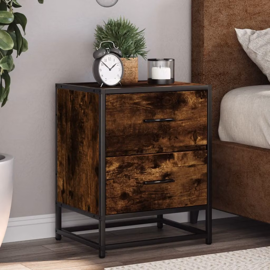 Set di 2 comodini vidaXL in rovere fumo, design moderno da appendere a parete, L 40 cm x P 31 cm x H 50 cm